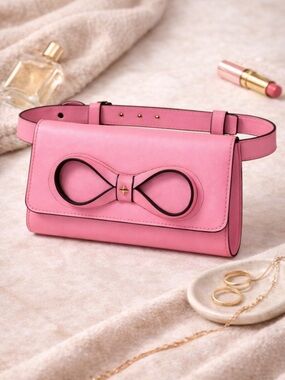 Kate Spade Pink Leather Bow Belt Bag Travel bag Size XL